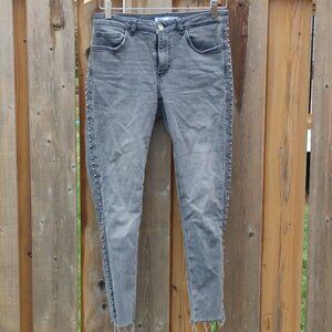 Zara Gray Studded Skinny Jeans